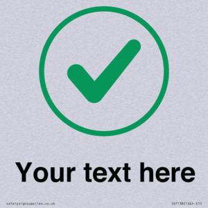 Custom plain background, green tick in circle sign